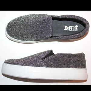 Brash Evonne Silver Metallic Slip On Platform Sneakers NWT